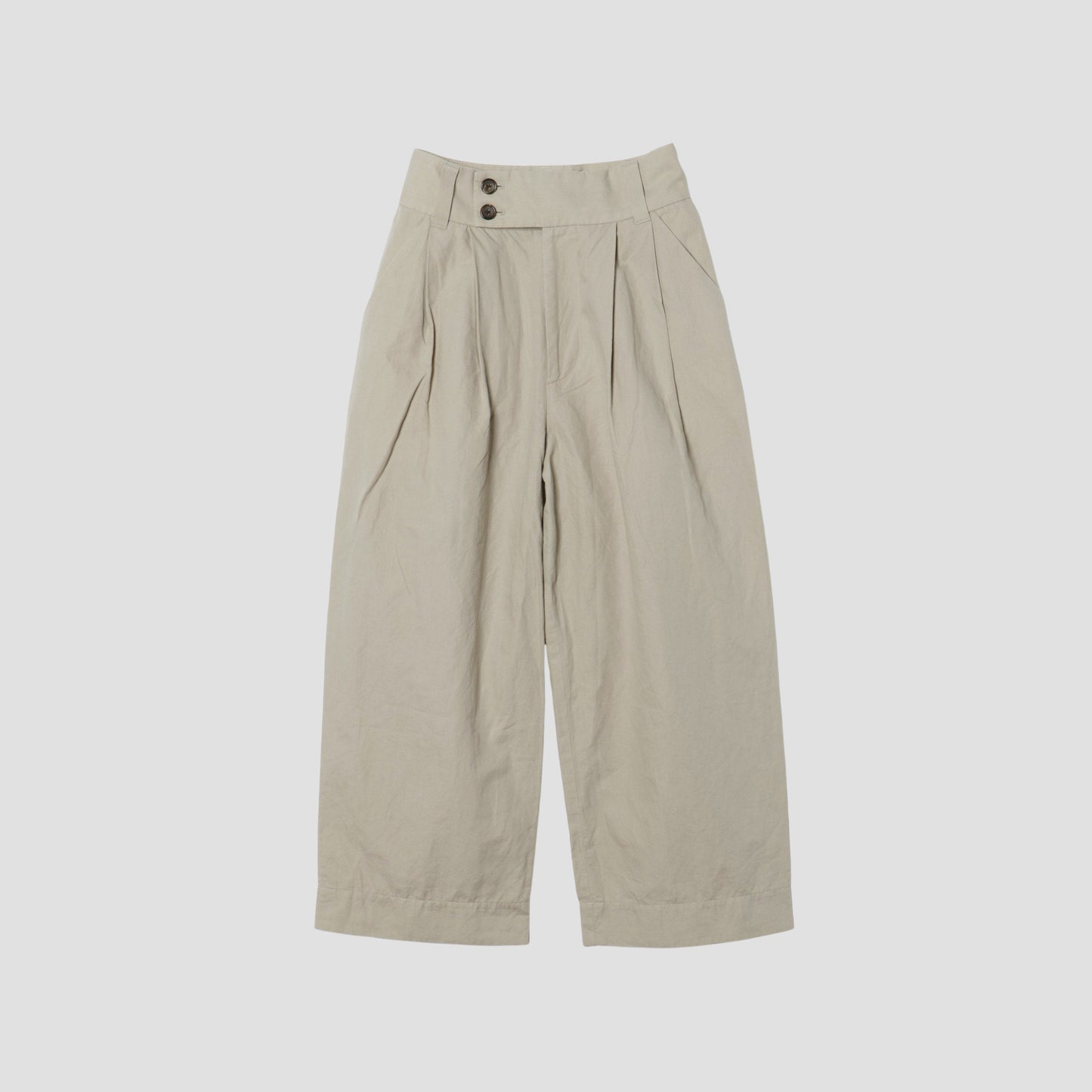 PLAIN WEAVE COTTON LINEN TROUSERS