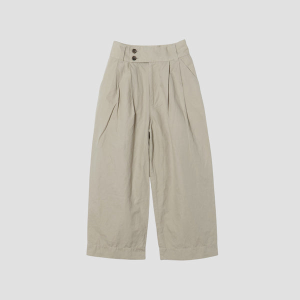 PLAIN WEAVE COTTON LINEN TROUSERS