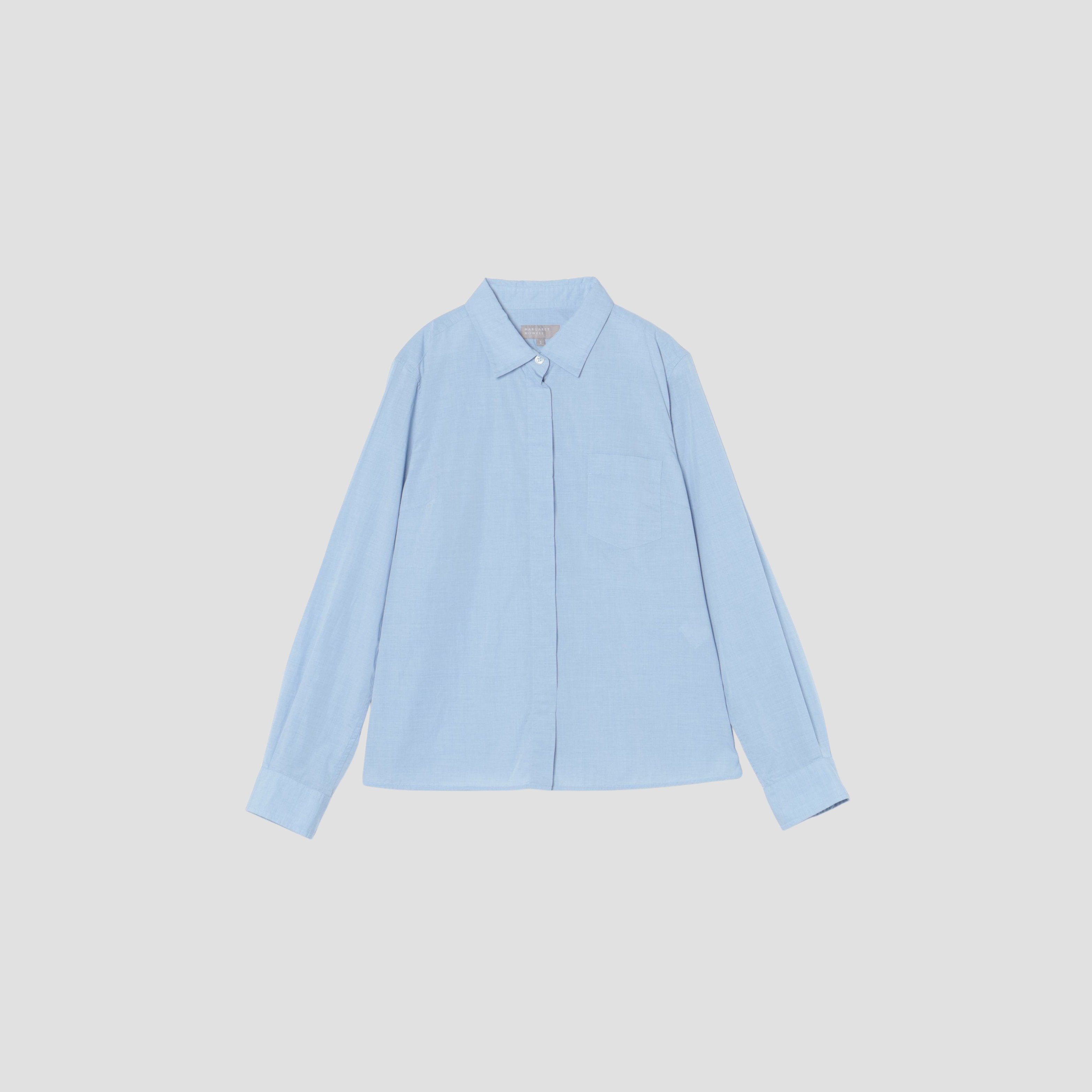 マーガレットハウエル　綿×麻　半袖シャツ　プルオーバー　ブルー　美品 シャツ / II / BLUE(ブルー) ｜ マーガレット・ハウエル 公式リユース
