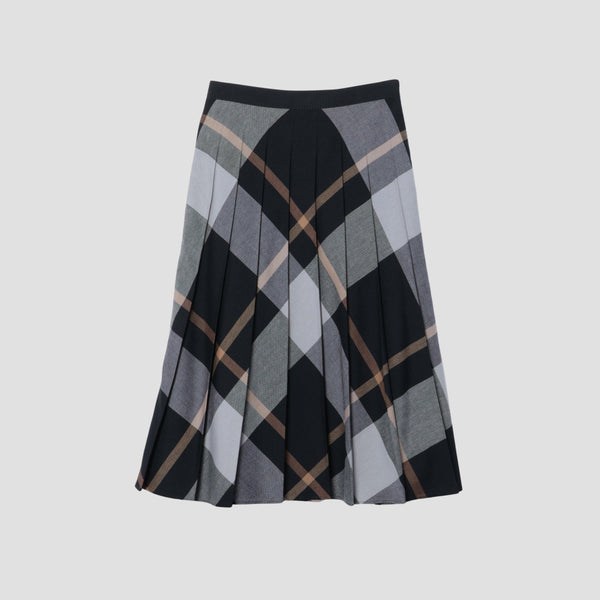 LARGE CHECK WOOL BLEND SKIRT