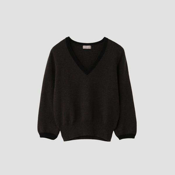 CONTRAST V NECK JUMPER KNIT