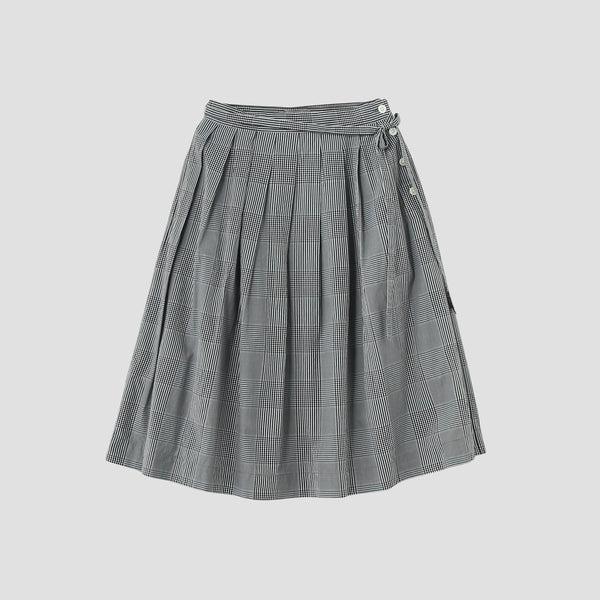 GINGHAM OVERCHECK COTTON SKIRT