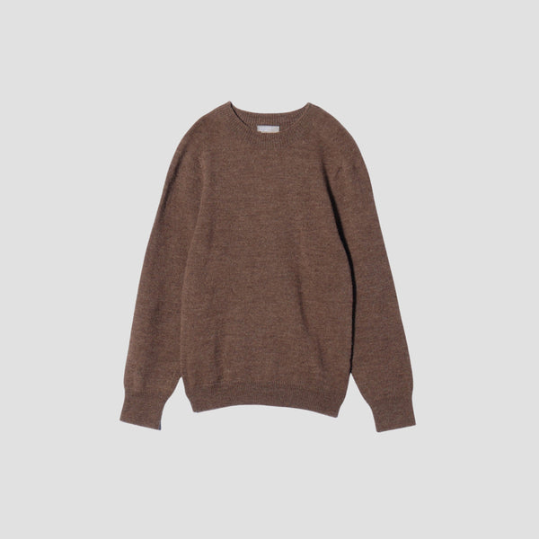 NATURAL SHETLAND DEEP CREW NECK KNIT