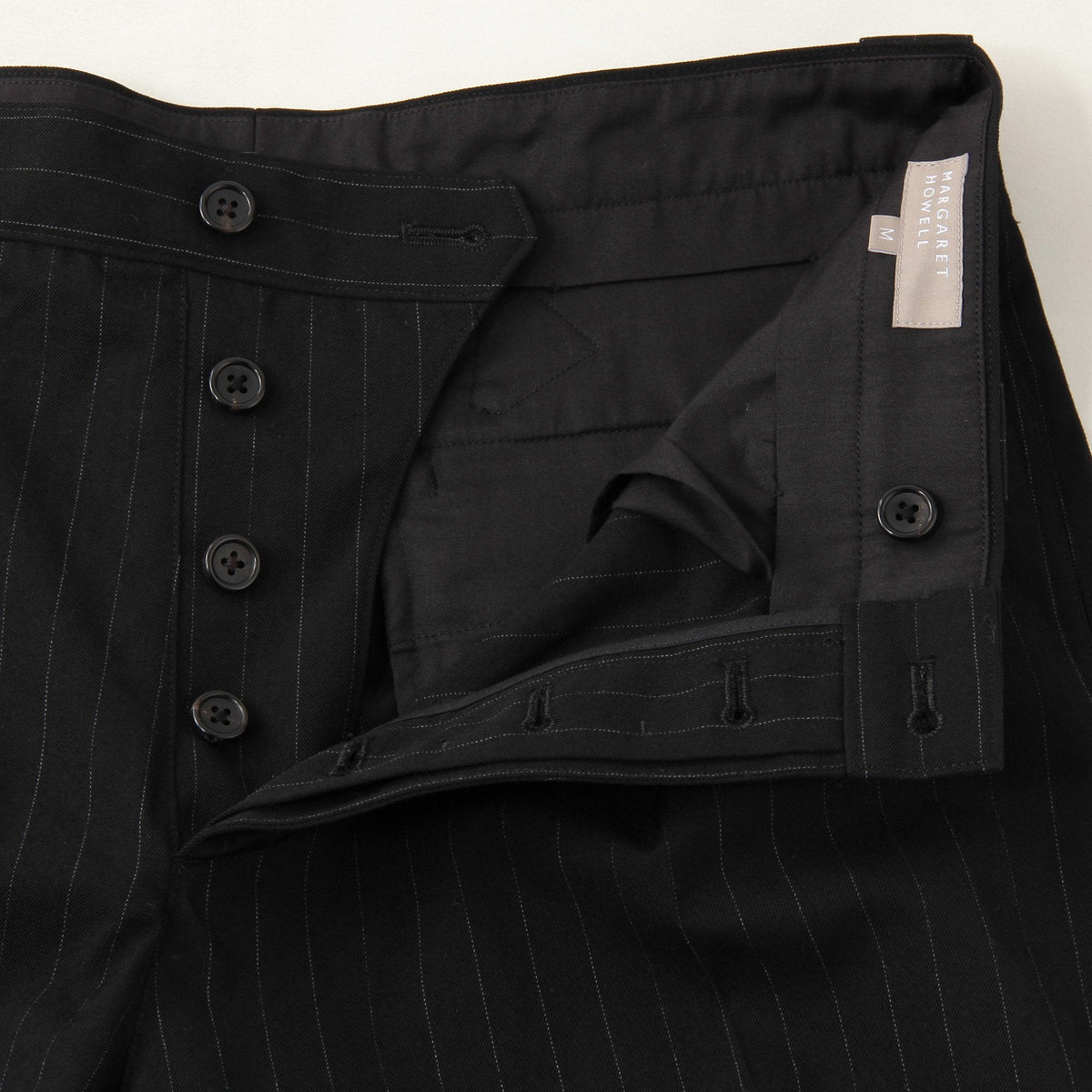 DRY FINISH PINSTRIPE WOOL TROUSERS