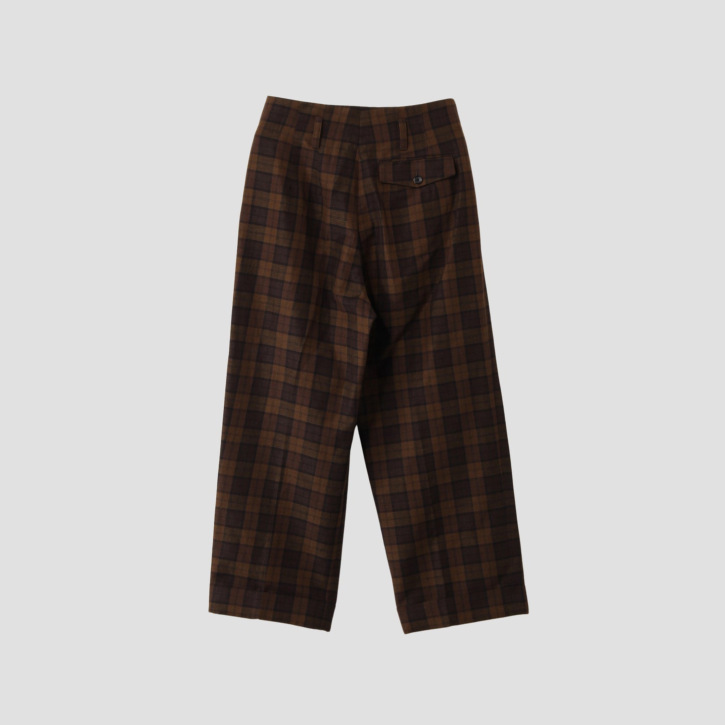CHECK WOOL LINEN BLEND TROUSERS