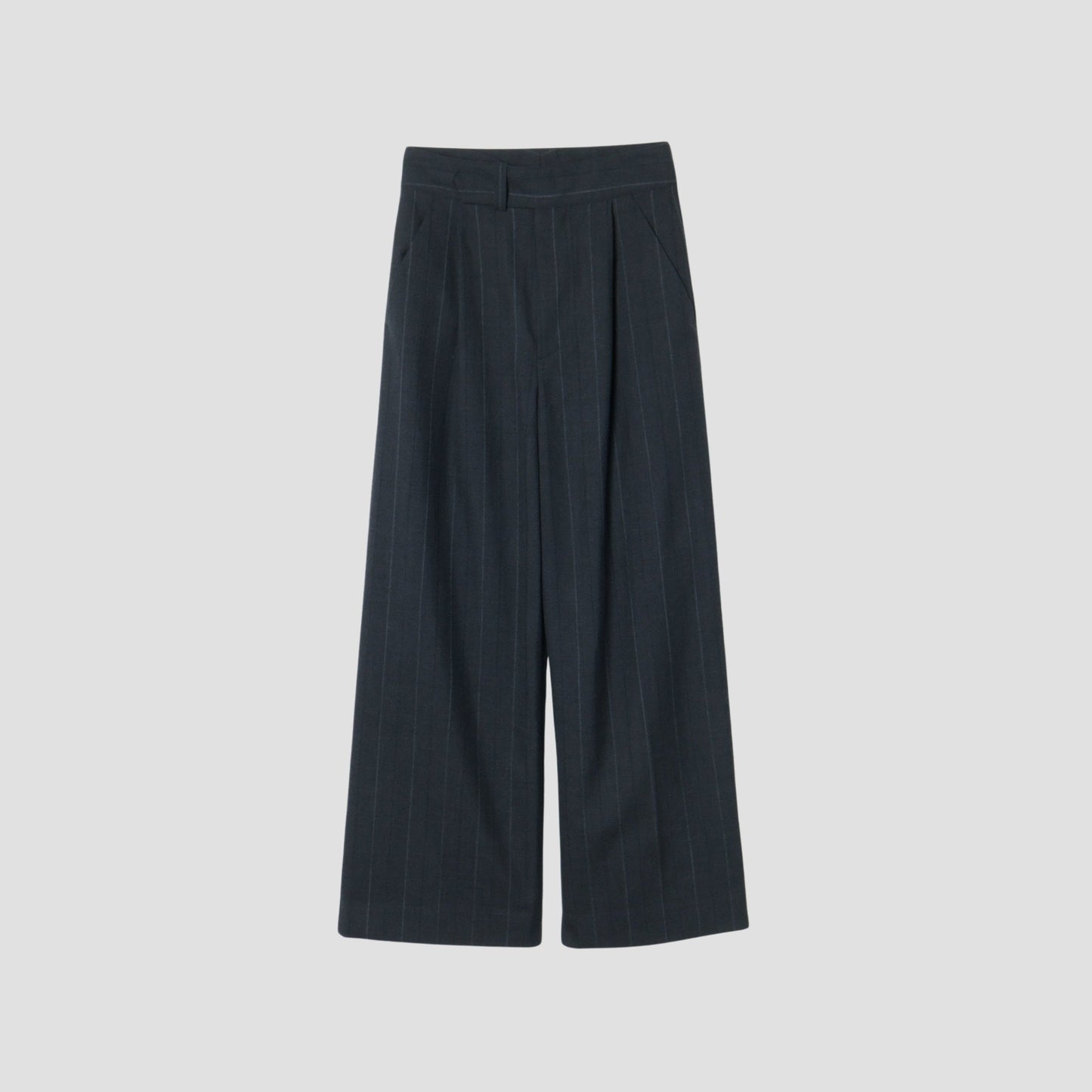 WIDE STRIPE FINE WOOL TROUSERS
