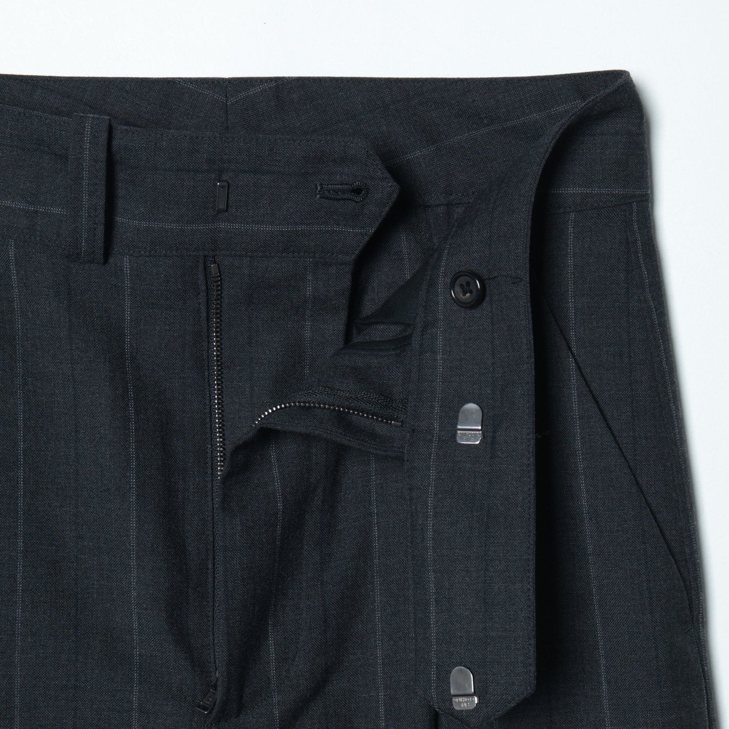 WIDE STRIPE FINE WOOL TROUSERS