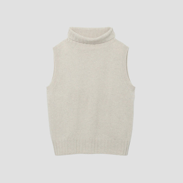 SLEEVELESS ROLL NECK KNIT