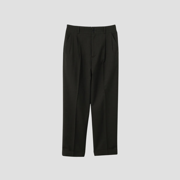 FINE CHECK WOOL TROUSERS