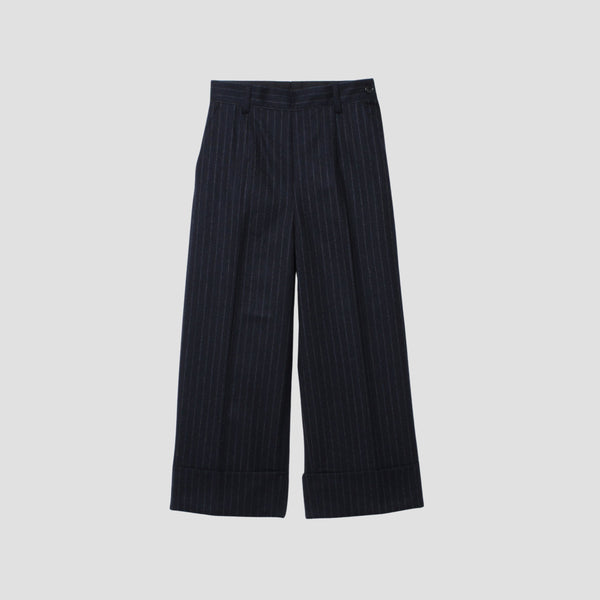 WORSTED WOOL PINSTRIPE TROUSERS