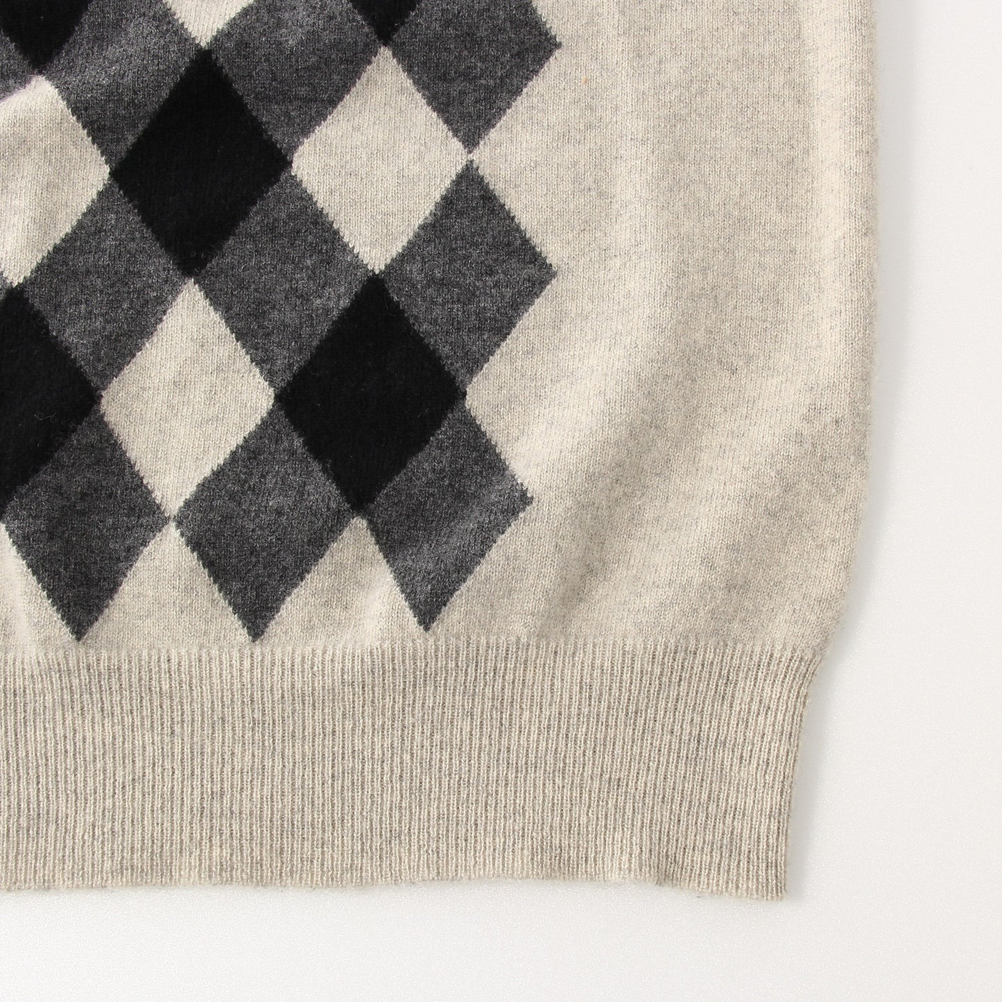 WOOL CASHMERE ARGYLE KNIT