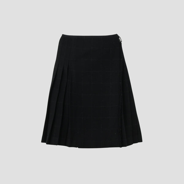 BLACK WINDOWPANE CHECK SKIRT