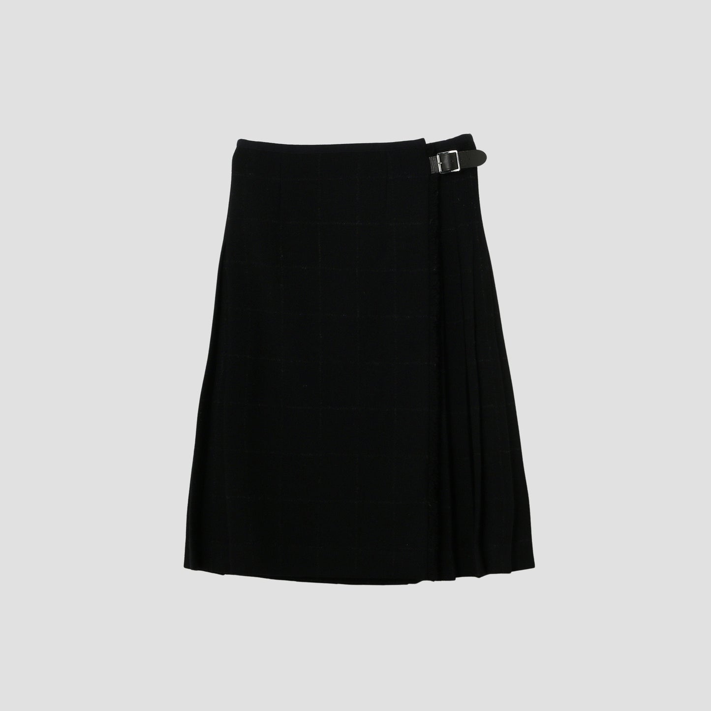 BLACK WINDOWPANE CHECK SKIRT