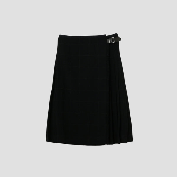 BLACK WINDOWPANE CHECK SKIRT