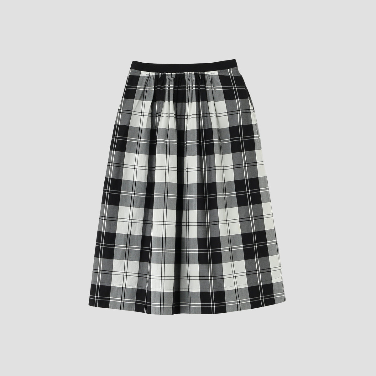 MONO CHECK SILK COTTON SKIRT