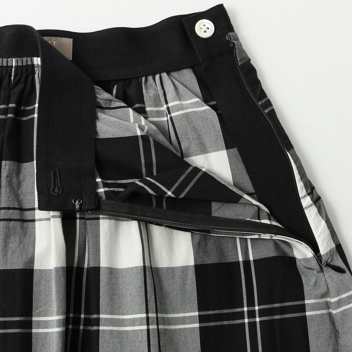 MONO CHECK SILK COTTON SKIRT