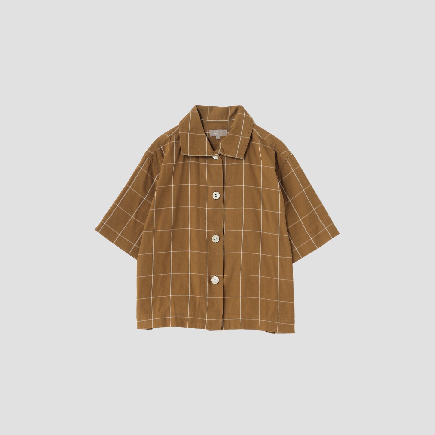 WINDOWPANE CHECK COTTON LINEN SHIRT