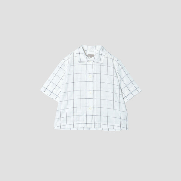WINDOWPANE CHECK COTTON LINEN SHIRT