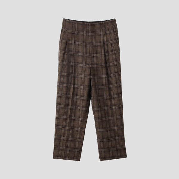 TONAL CHECK WOOL TROUSERS