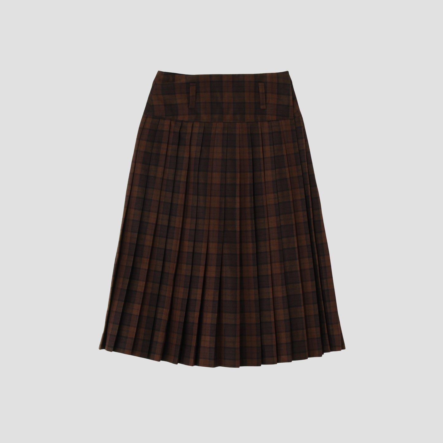 CHECK WOOL LINEN BLEND SKIRT