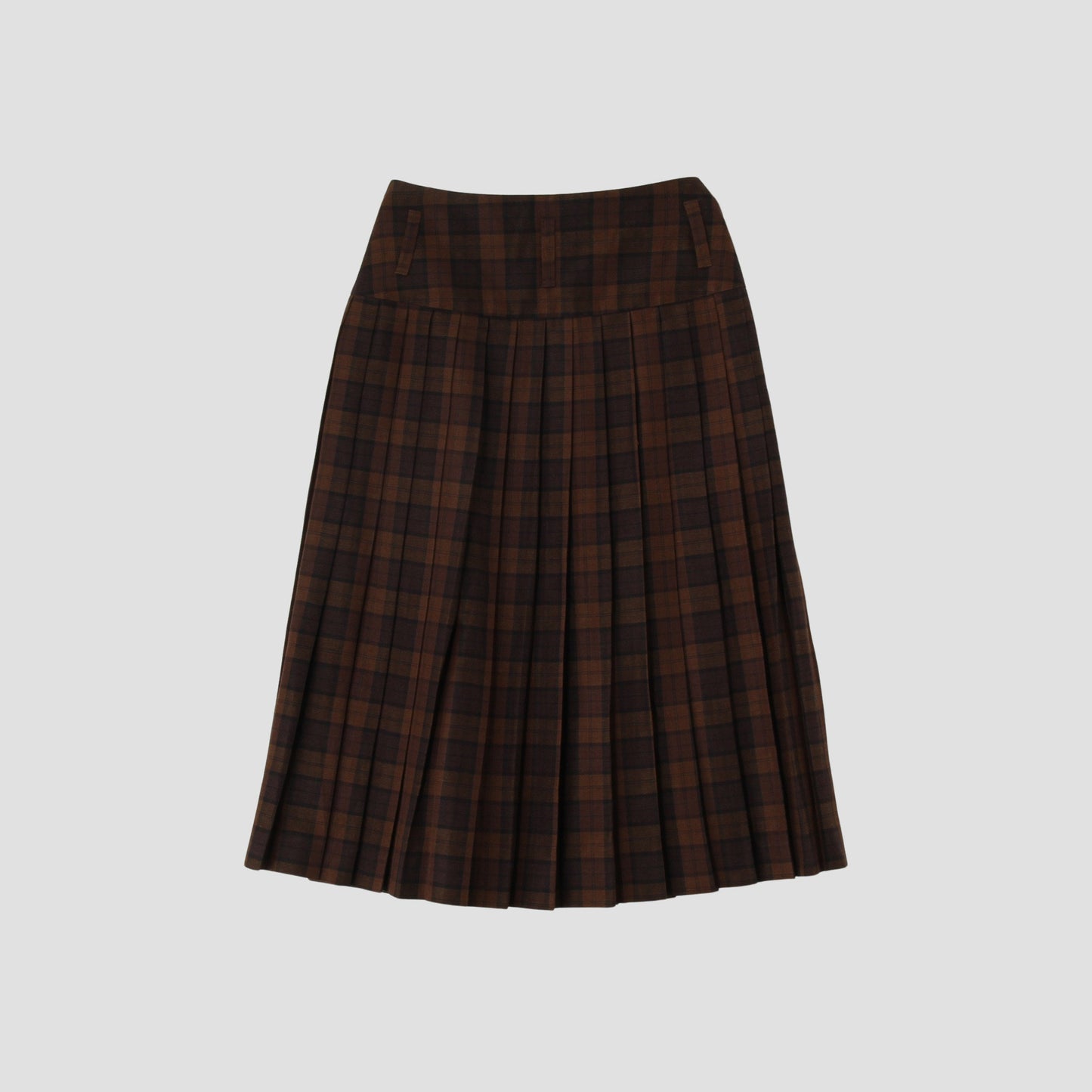 CHECK WOOL LINEN BLEND SKIRT