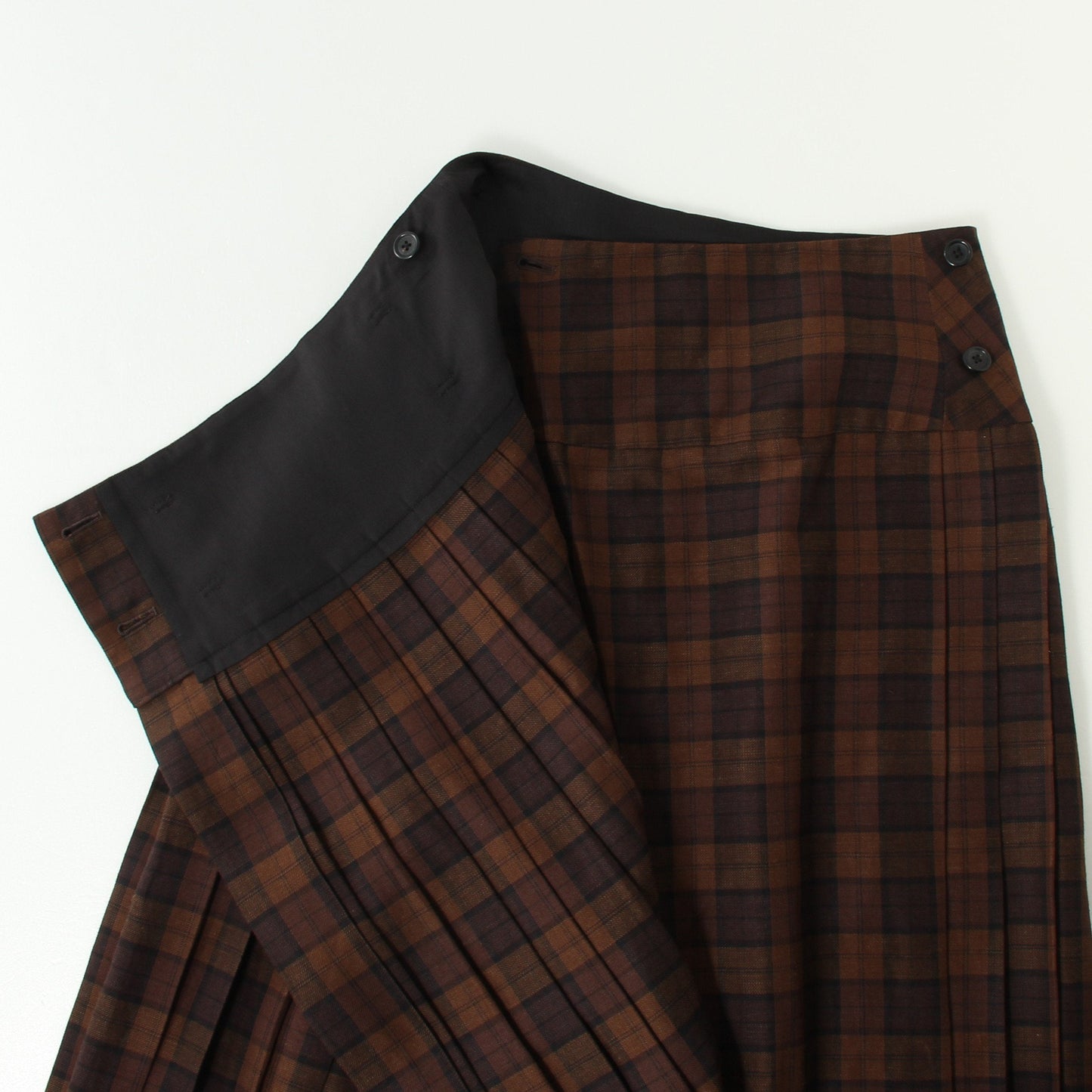 CHECK WOOL LINEN BLEND SKIRT