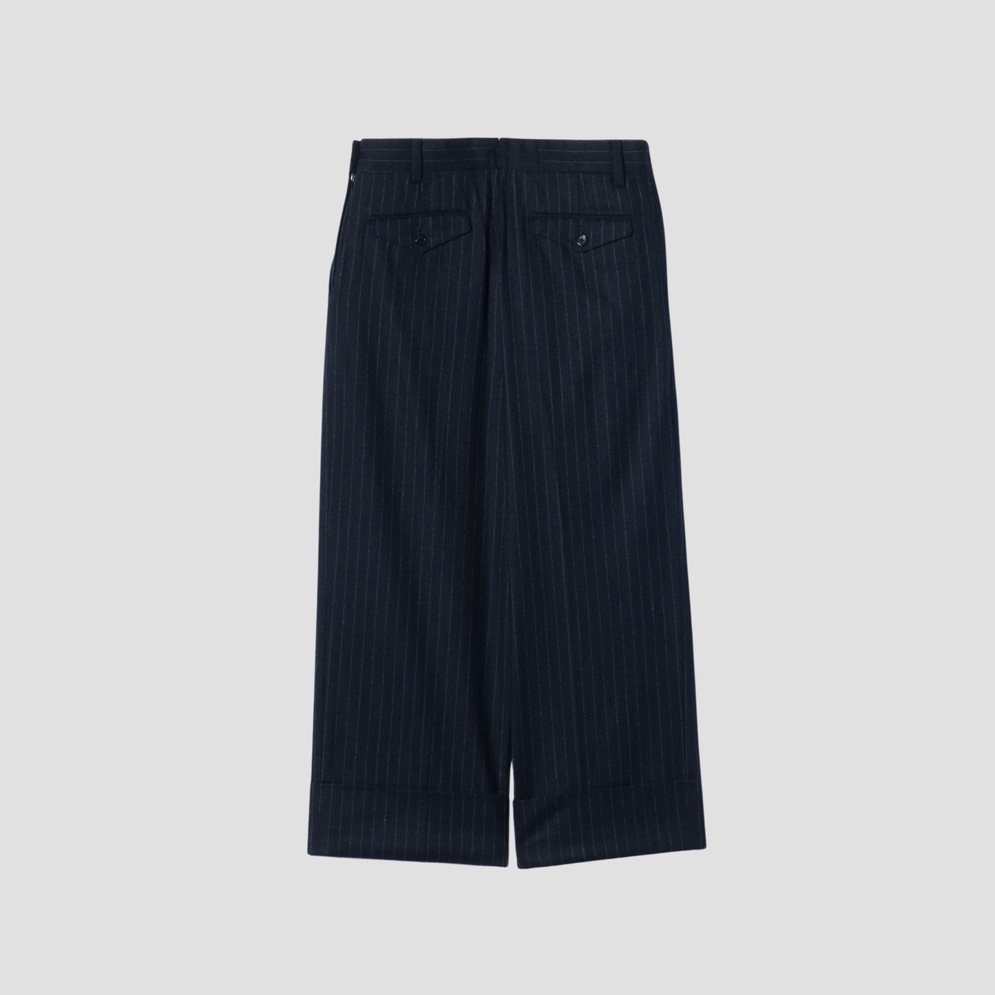 WORSTED WOOL PINSTRIPE TROUSERS