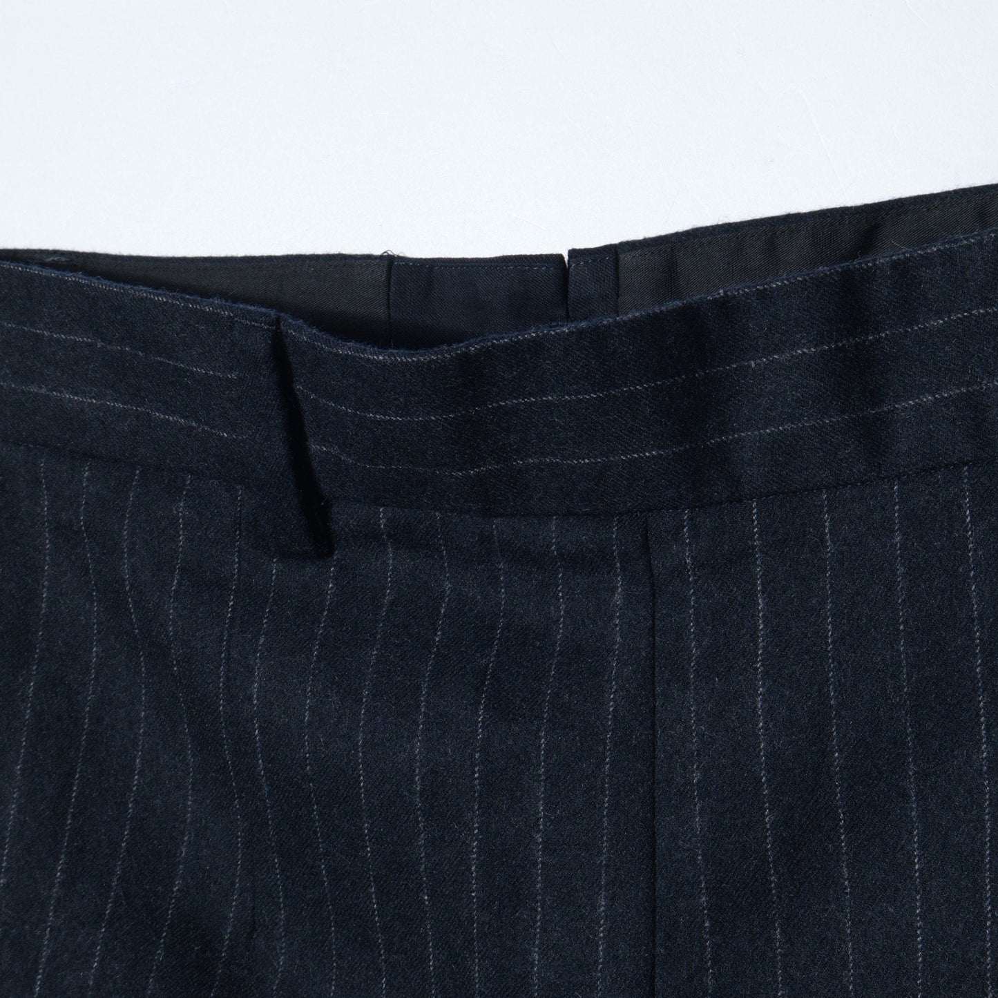WORSTED WOOL PINSTRIPE TROUSERS
