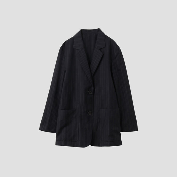 CHALK STRIPE LINEN WOOL JACKET