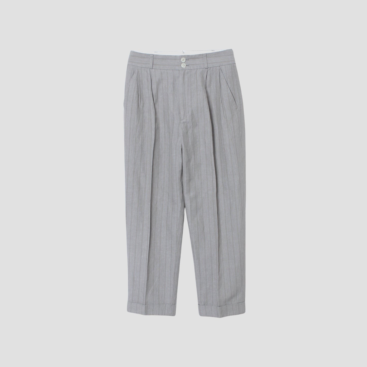 MORNING STRIPE COTTON LINEN TROUSERS