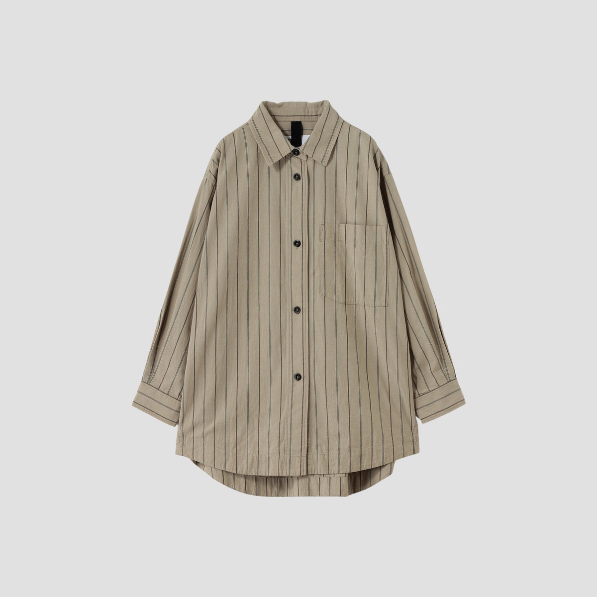 WIDE STRIPE COTTON LINEN SHIRT