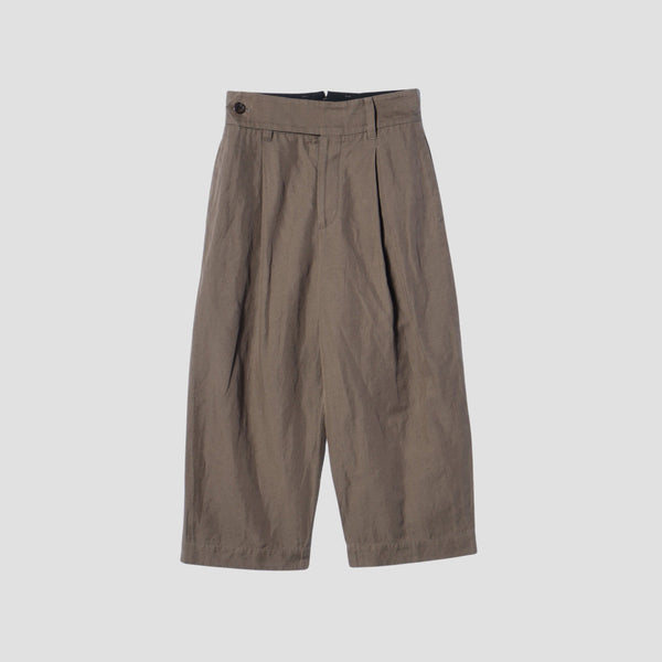 HIGH TWIST LINEN COTTON TWILL TROUSERS
