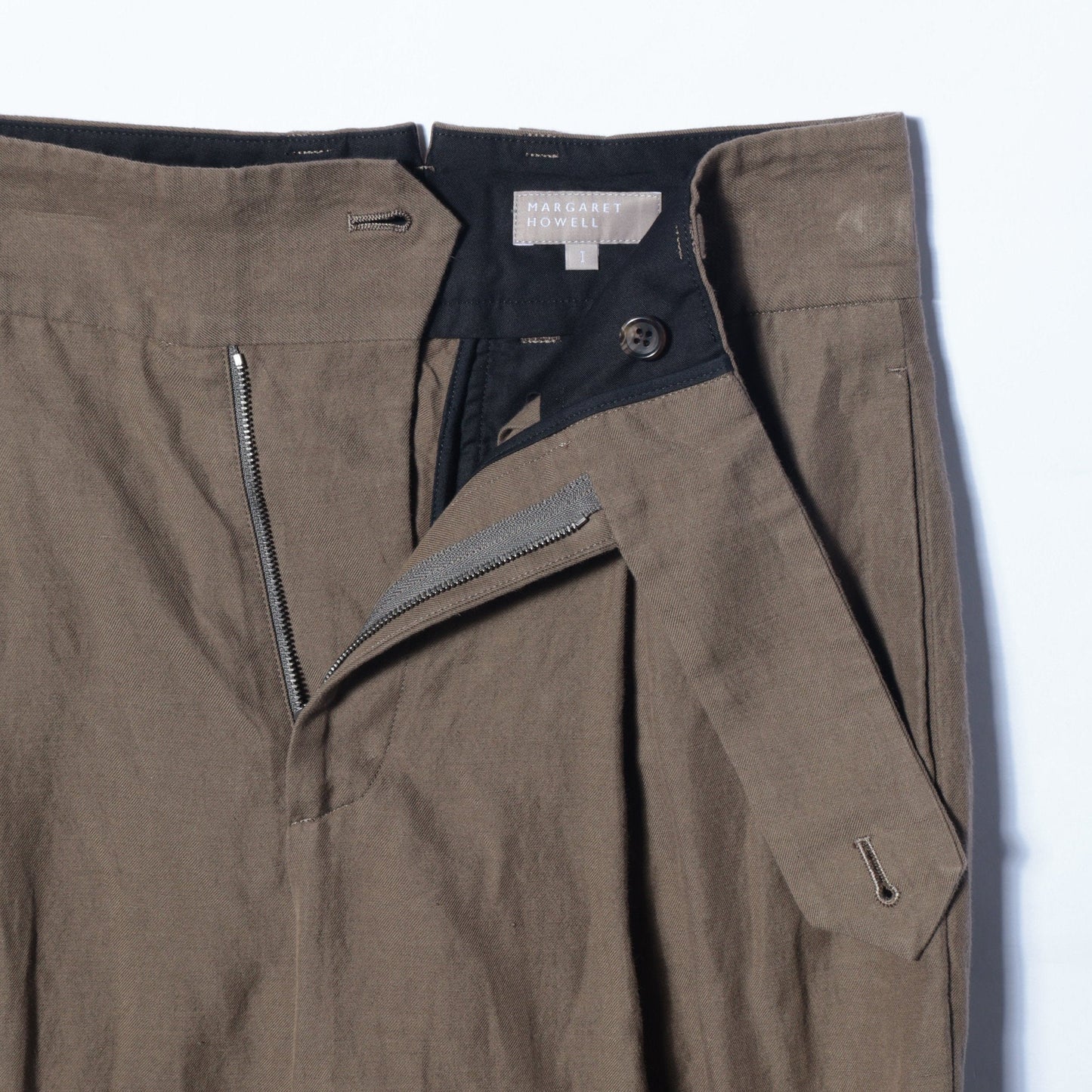 HIGH TWIST LINEN COTTON TWILL TROUSERS