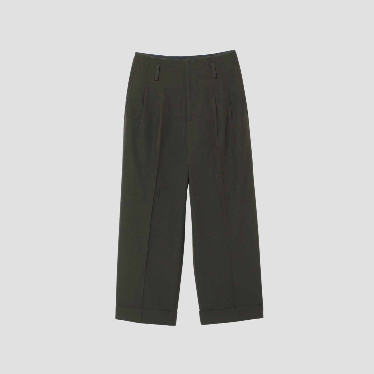 COMPACT COTTON WOOL TROUSERS