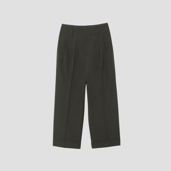 COMPACT COTTON WOOL TROUSERS
