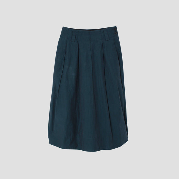 YARN DYED COTTON POPLIN SKIRT