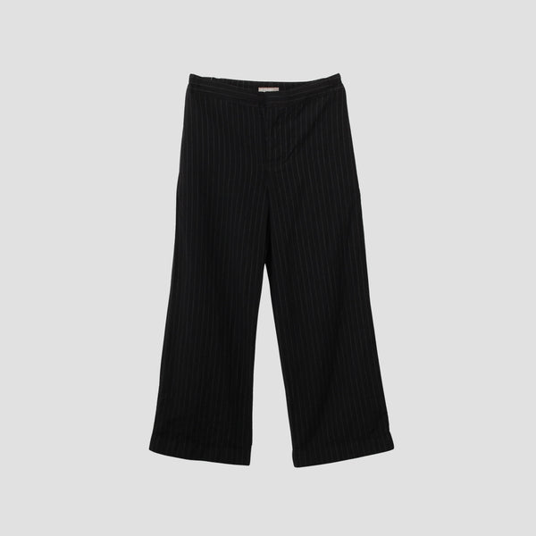 WOOL LINEN PINSTRIPE TROUSERS