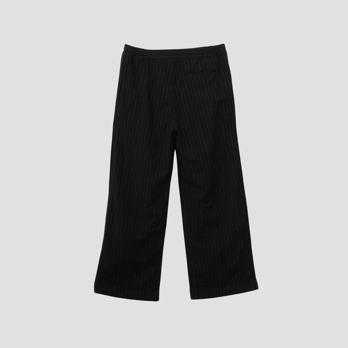 WOOL LINEN PINSTRIPE TROUSERS
