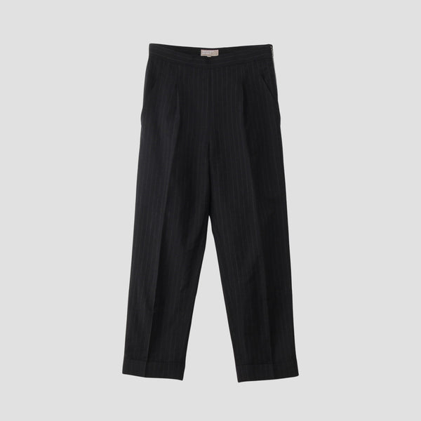 PINSTRIPE WOOL LINEN TROUSERS