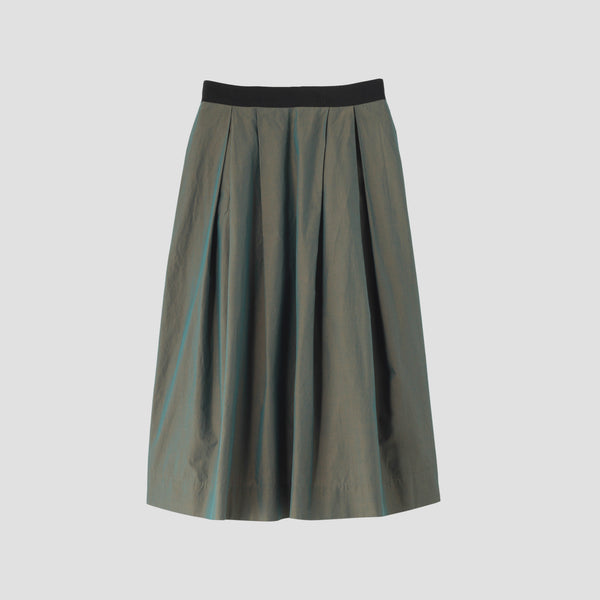 YARN DYED COTTON POPLIN SKIRT