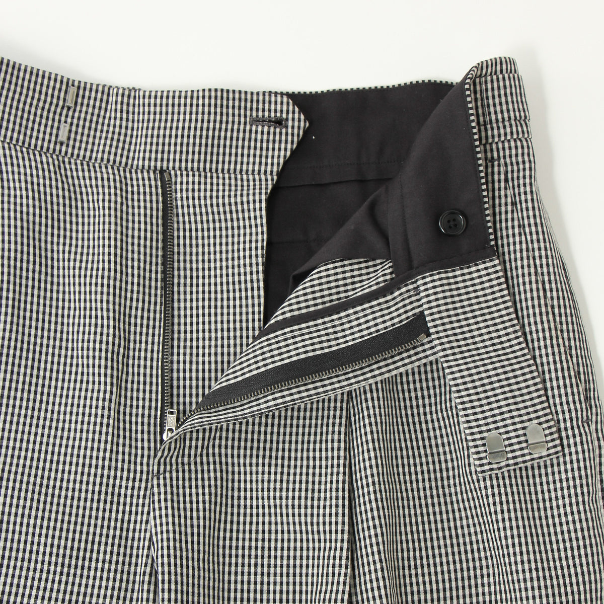 COTTON LINEN GINGHAM TROUSERS