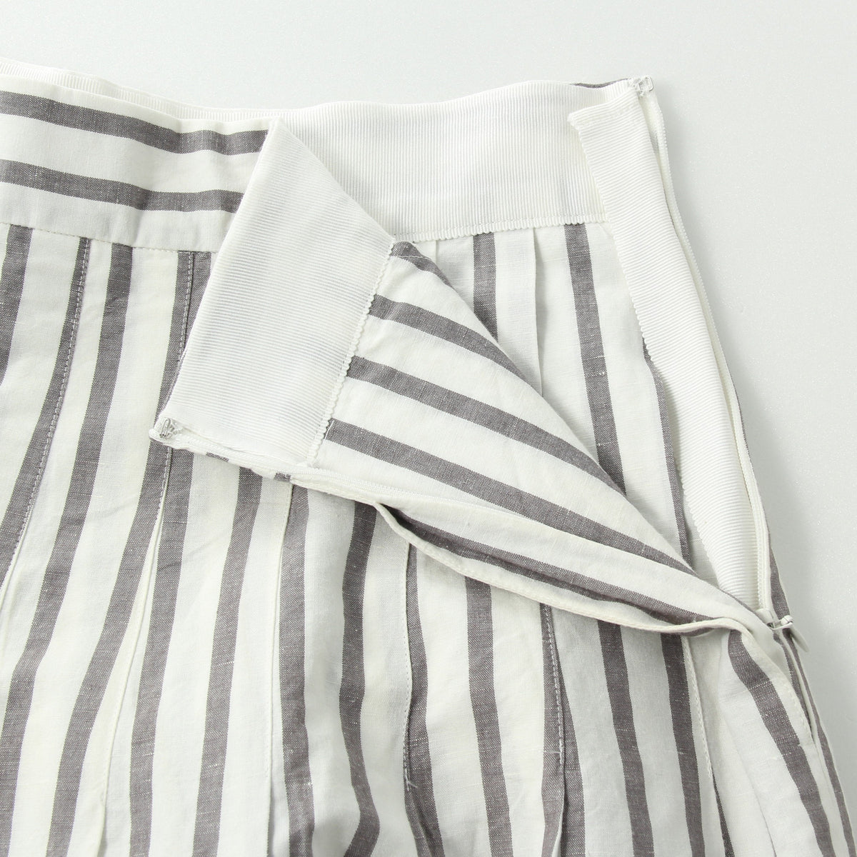 BOLD STRIPE COTTON LINEN SKIRT