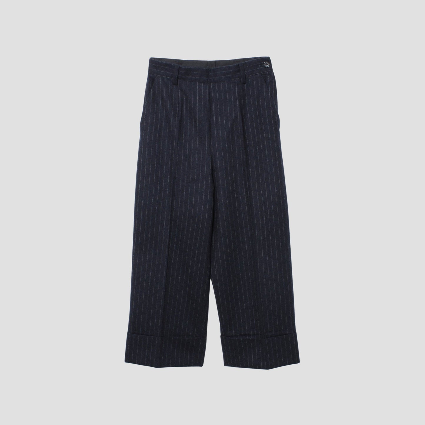 WORSTED WOOL PINSTRIPE TROUSERS