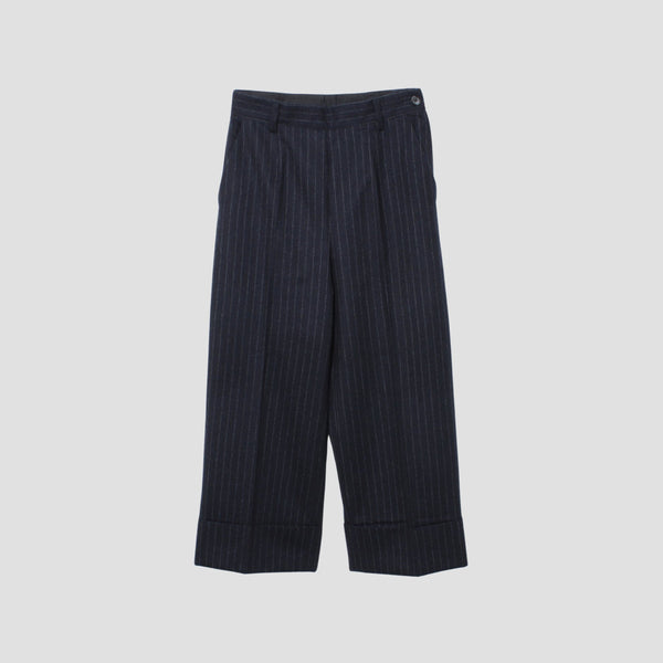 WORSTED WOOL PINSTRIPE TROUSERS