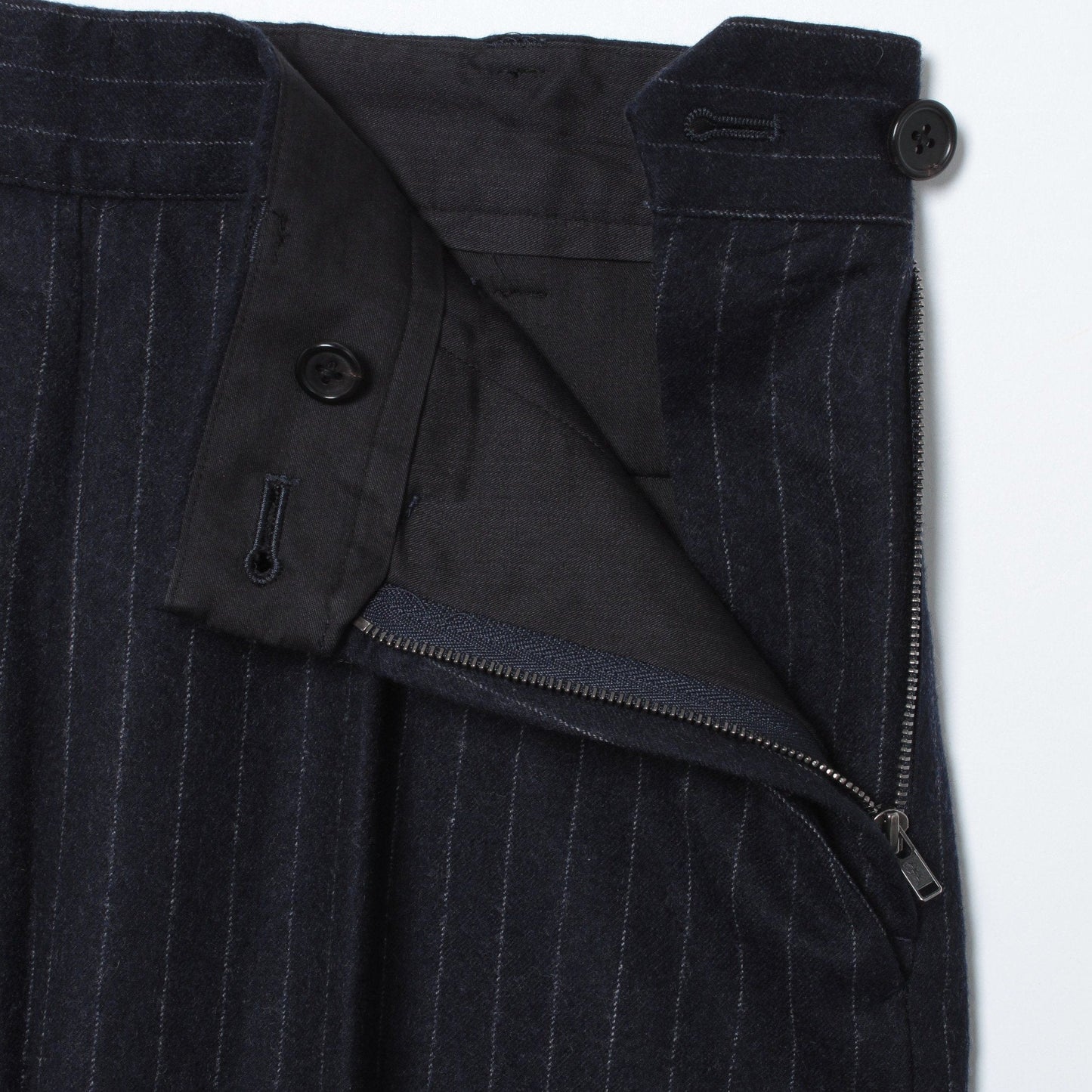 WORSTED WOOL PINSTRIPE TROUSERS