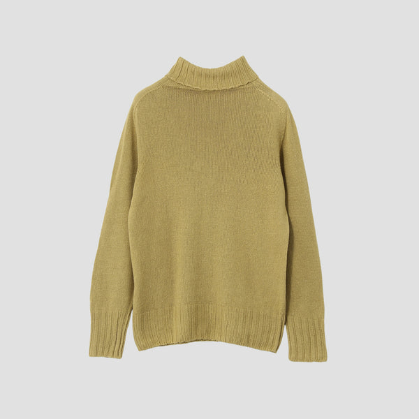 LINEN COTTON WIDE ROLL NECK KNIT