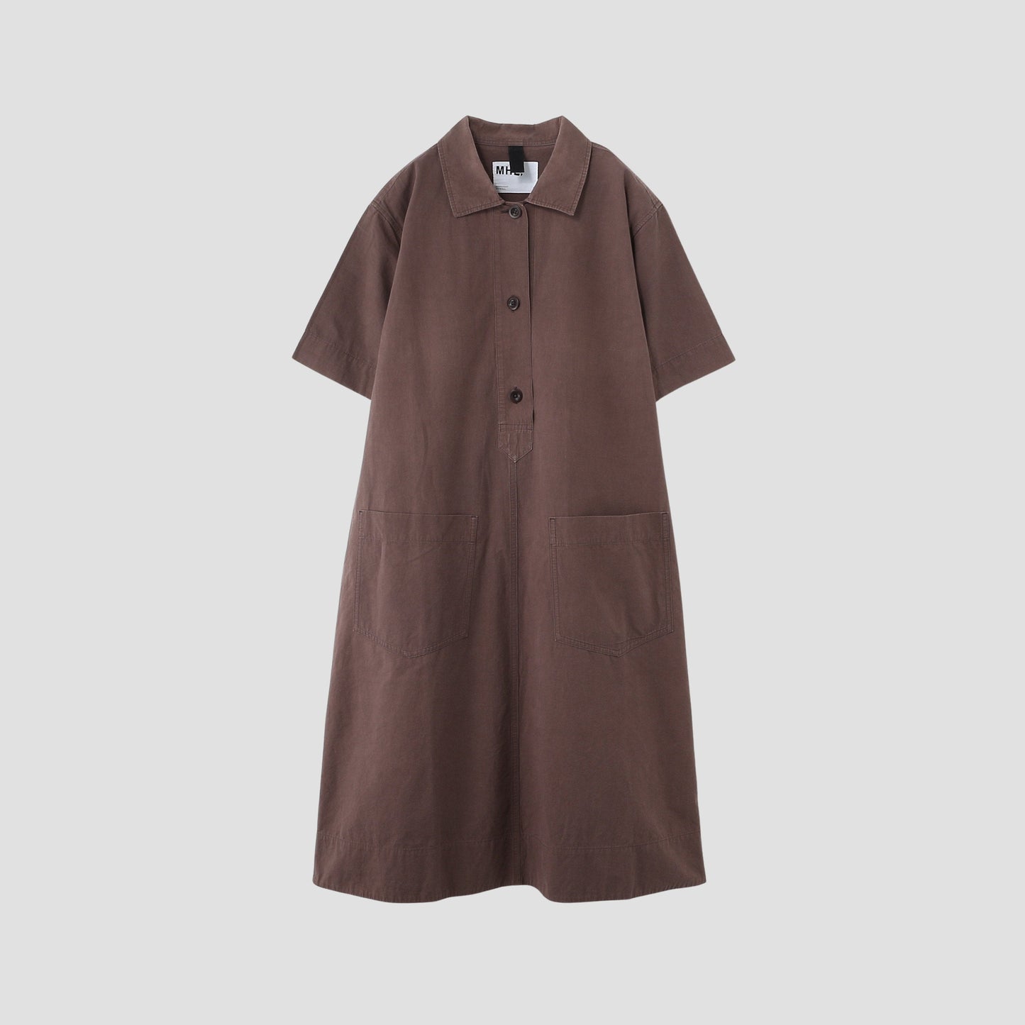 COTTON LINEN PLAIN WEAVE DRESS