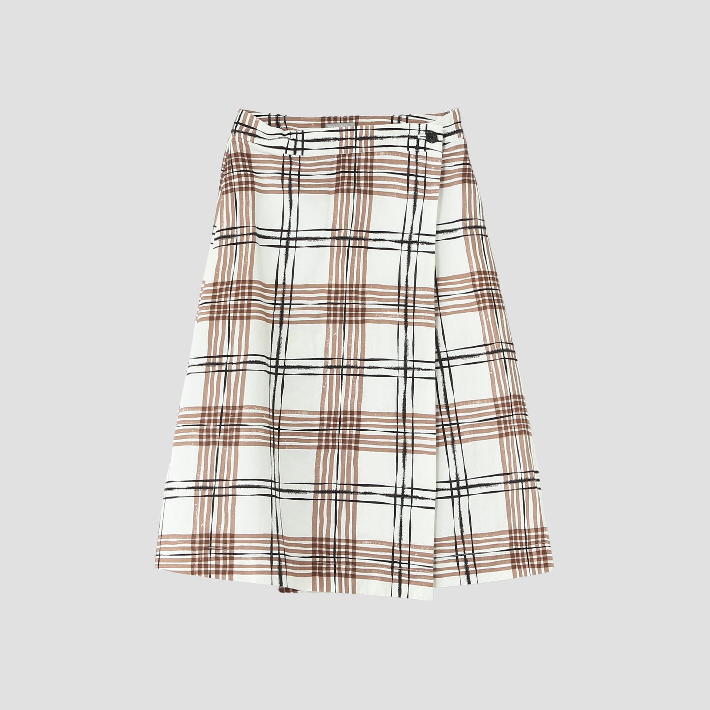 PAINTED CHECK COTTON LINEN SKIRT