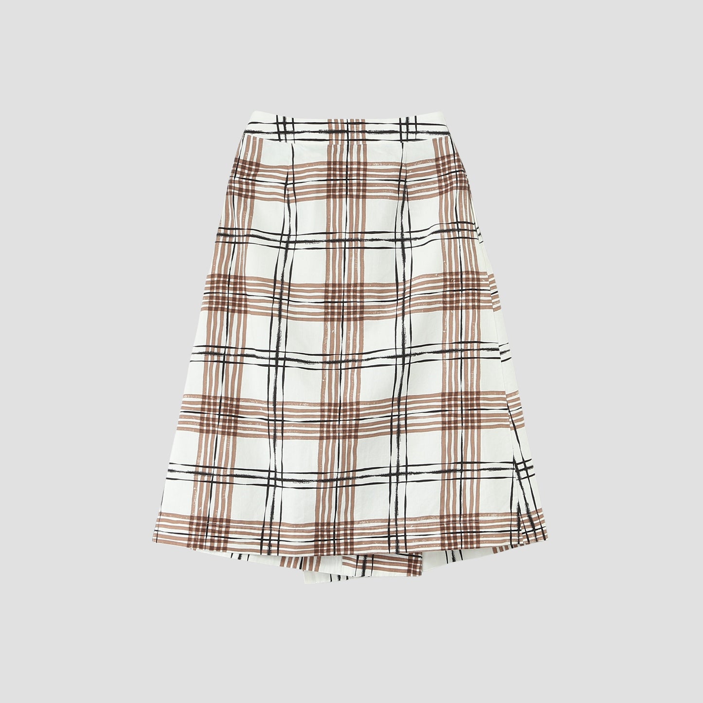 PAINTED CHECK COTTON LINEN SKIRT