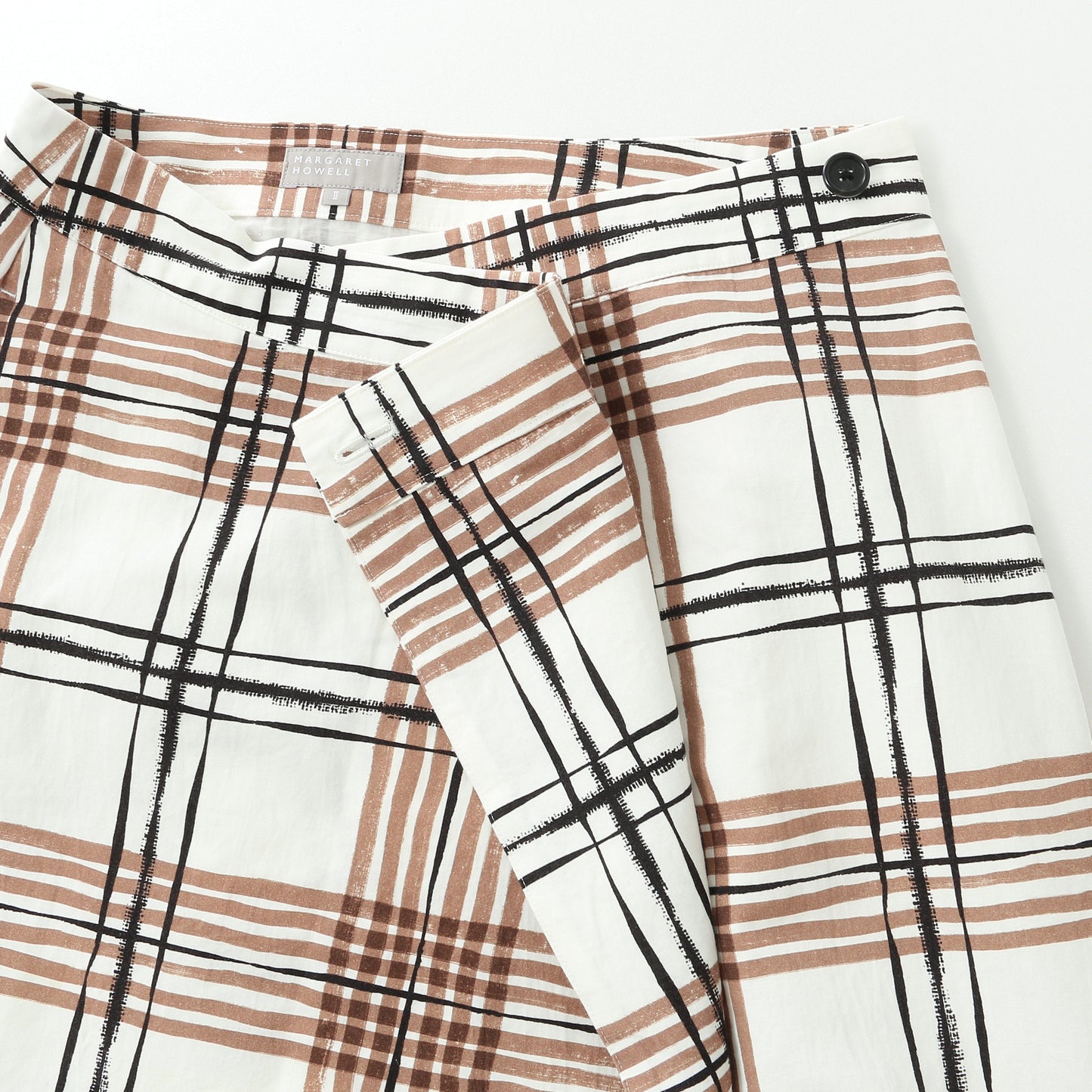 PAINTED CHECK COTTON LINEN SKIRT